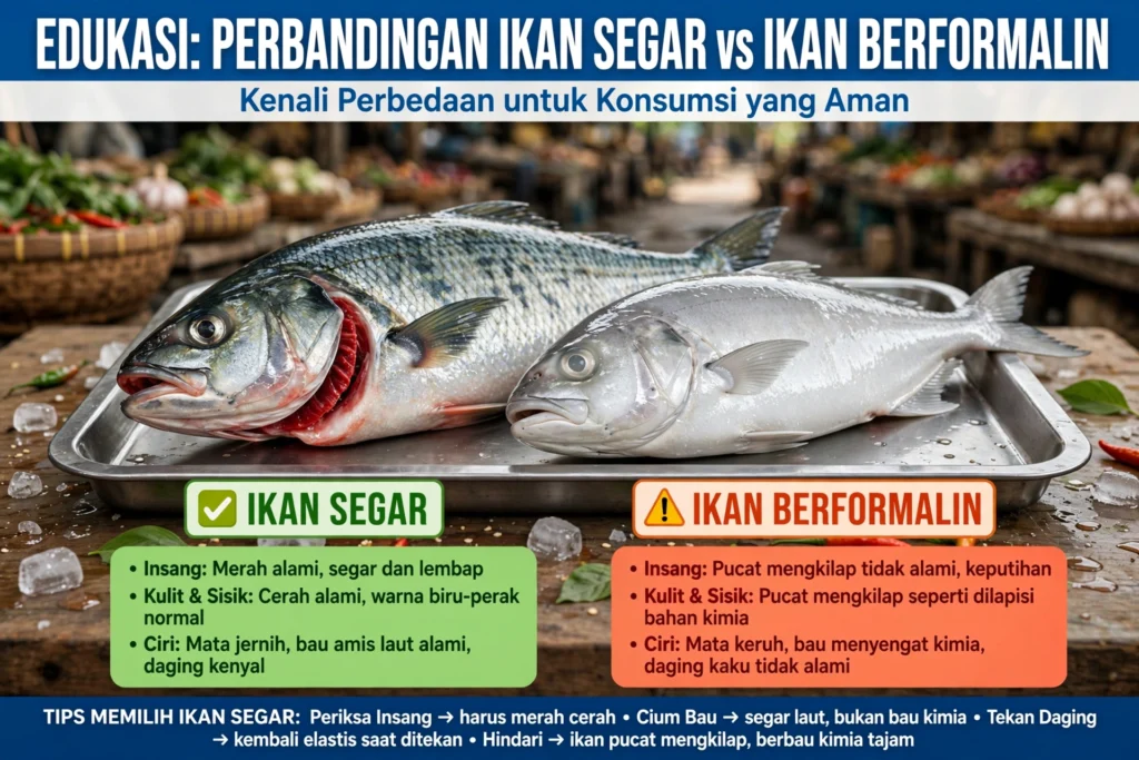 Beda ikan segar dengan ikan yang berformalin